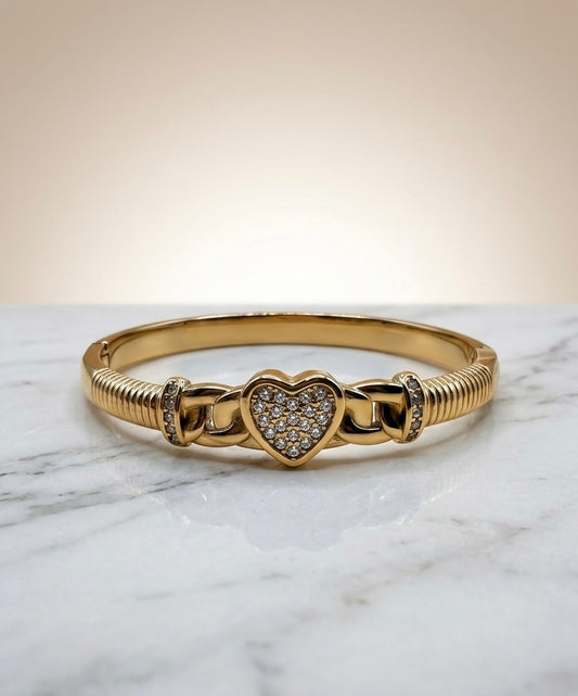 Bracelet Jonc "Cœur de Lumière" – Acier Inoxydable 316L & Cristaux