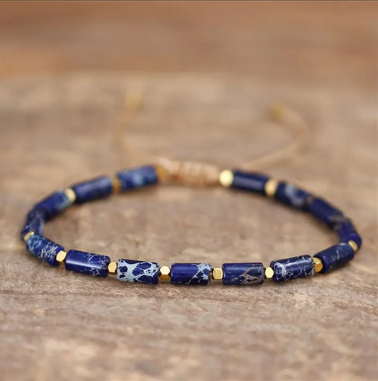 Bracelet Fin "Sérénité Océane" en Jaspe Bleu