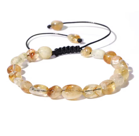 Bracelet "Rayon de Soleil" en Citrine (Pierres Roulées Ajustables)