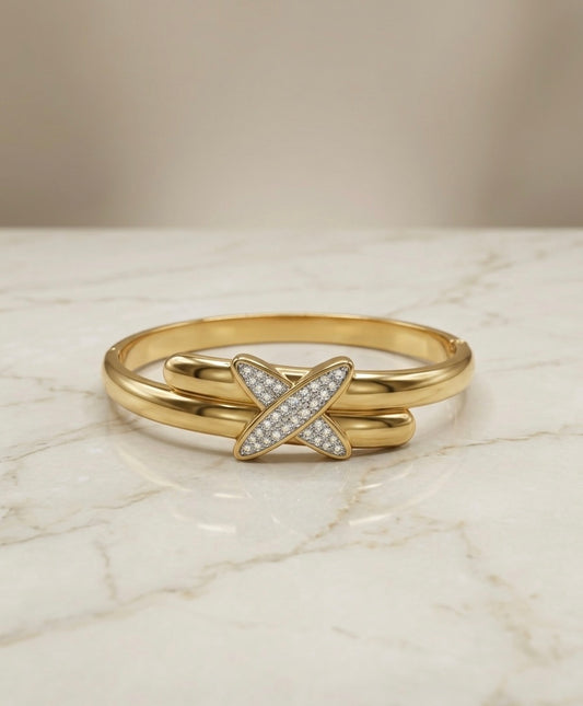 Bracelet Jonc "X-Éclat" – Acier Inoxydable 316L & Pavage Stellaire