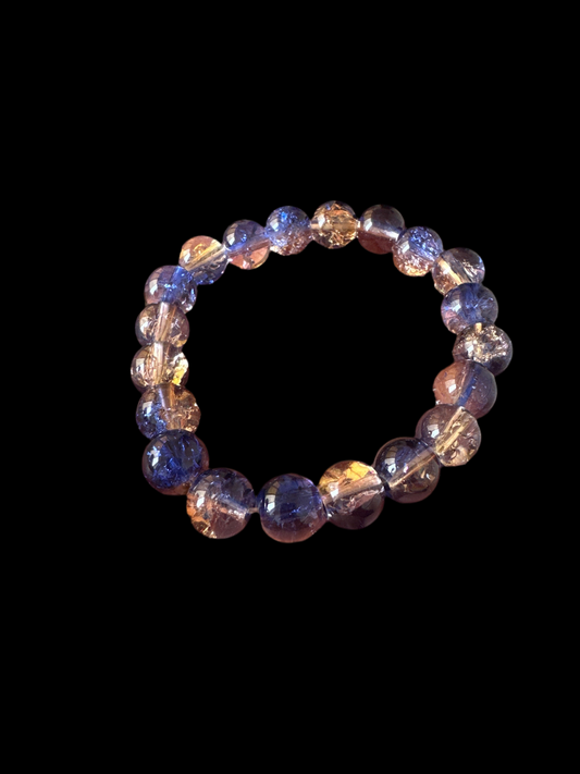 Bracelet « Lumière Céleste » — Quartz Aura Bleu & Doré