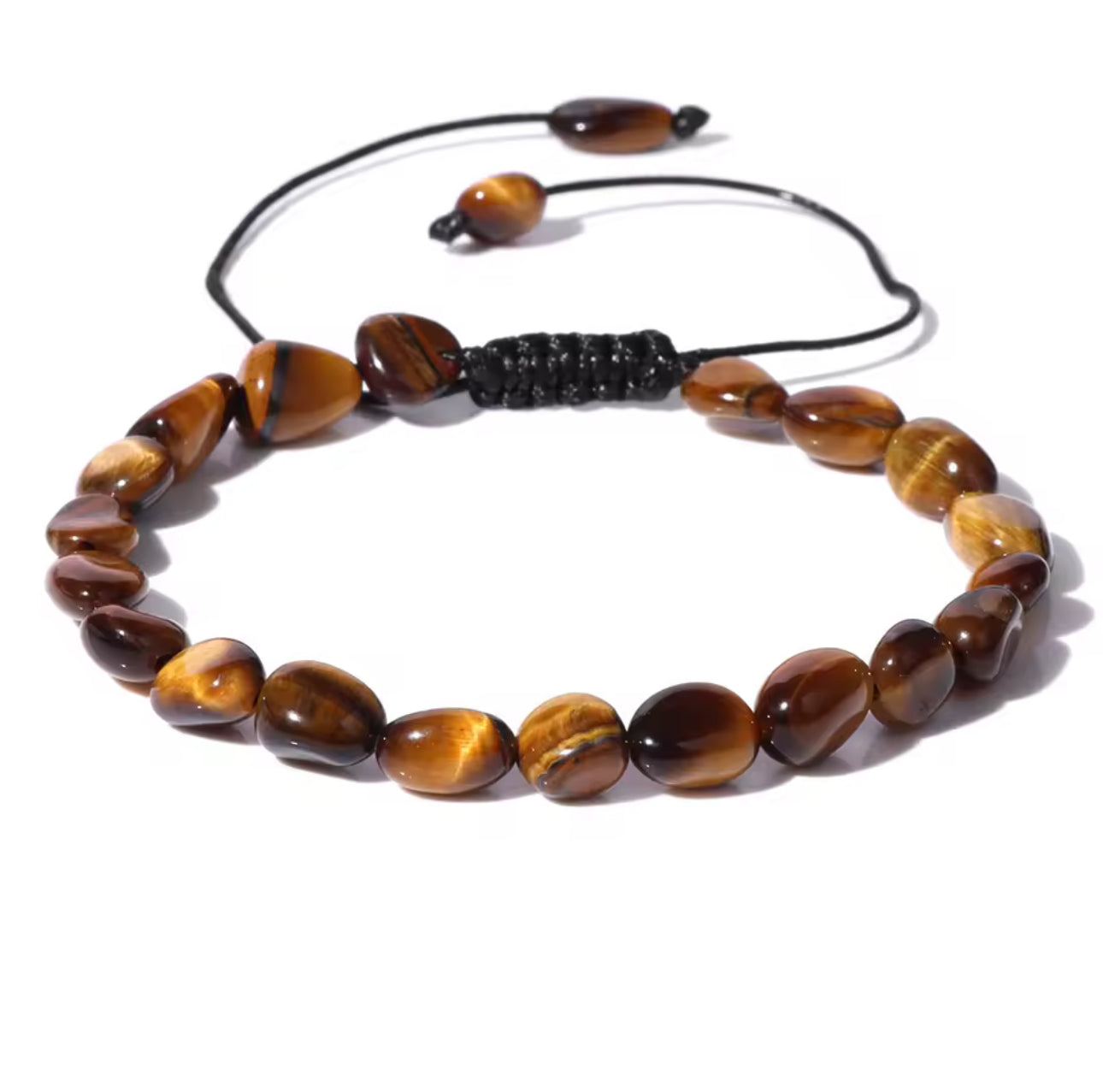 Bracelet "Instinct Félin" en Œil de Tigre (Pierres Roulées Ajustables)