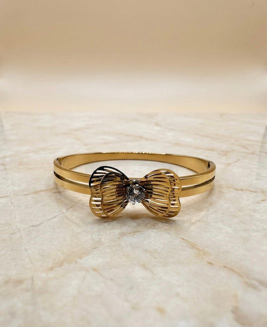 Bracelet Jonc "Papillon de Lumière" – Acier Inoxydable 316L & Cristal Solitaire