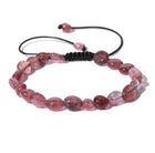 Bracelet "Pétales de Douceur" en Quartz Fraise (Pierres Roulées Ajustables)