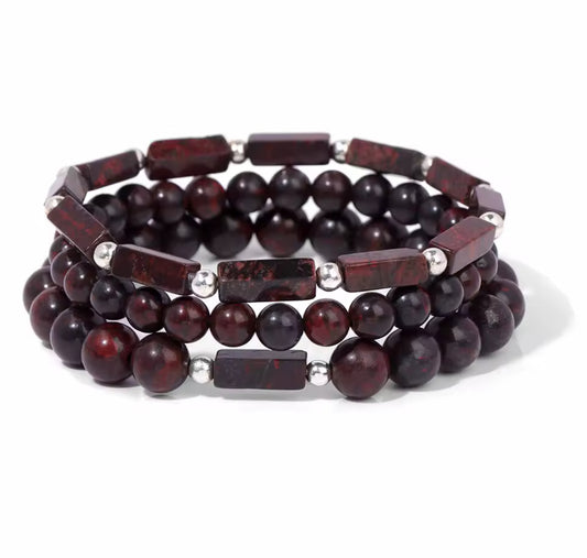 Ensemble de 3 bracelets "Élan Vital" en Grenat