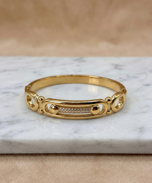 Bracelet Jonc "Hestia" – Acier Inoxydable 316L & Barrette de Cristaux