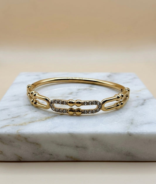 Bracelet Jonc "Héra" – Maillons Pavés & Acier Inoxydable 316L