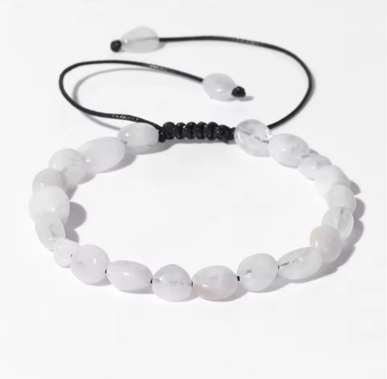 Bracelet "Éclat Lunaire" en Pierre de Lune (Pierres Roulées Ajustables)