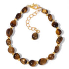 Bracelet "Instinct Solaire" en Œil de Tigre (Pierres Roulées et Détails Dorés)