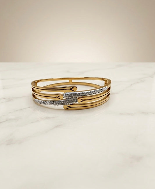 Bracelet Jonc Multi-Rangs "Ondulation" – Acier Inoxydable 316L & Cristaux