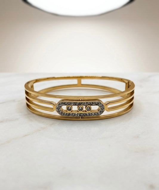 Bracelet Jonc "Trilogie Stellaire" – Acier Inoxydable 316L & Cristaux