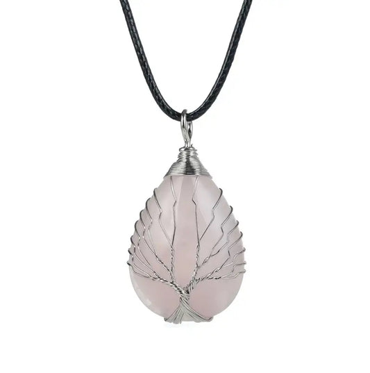 Collier “Arbre d’Amour” en Quartz Rose
