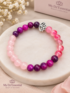 Bracelet « Éveil de Lotus » en Lépidolite, Agate Fuchsia et Quartz Rose