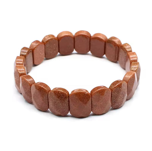 Bracelet "Soleil Cuivré" en Pierres de soleil ( Goldstone )