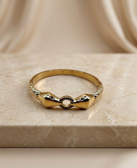 Bracelet Jonc "Ophidia" – Motif Double Serpent en Acier Inoxydable 316L