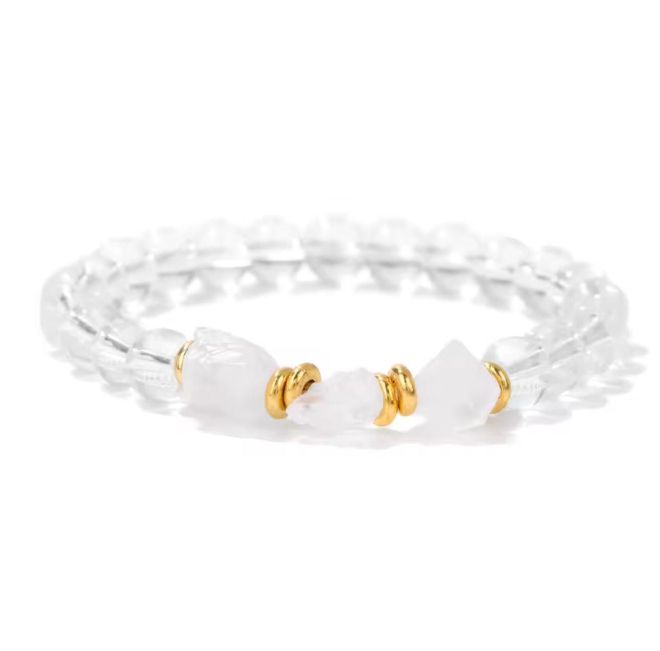 Bracelet "Pureté Brute" en Cristal de Roche (Perles et Éclats Bruts)