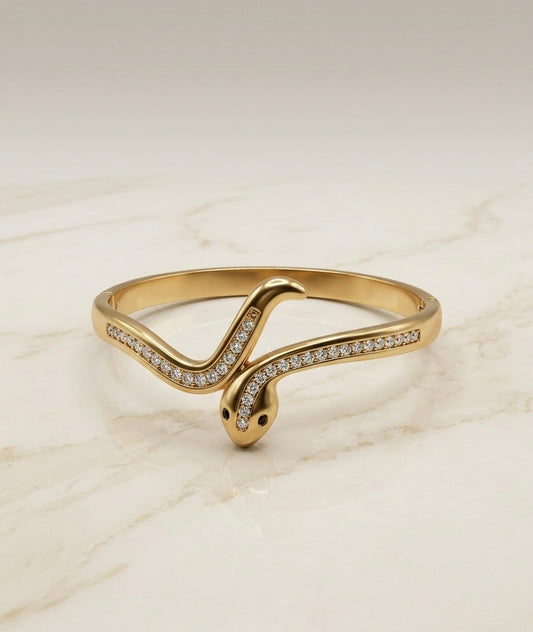 Bracelet Jonc "Serpente" – Acier Inoxydable 316L & Cristaux