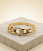 Bracelet Jonc "Lien Éclatant" – Acier Inoxydable 316L & Maillon Pavé