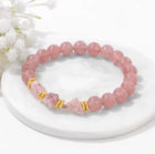 Bracelet "Éclat Pétillant" en Quartz Fraise (Perles Rondes et Éclats Bruts)