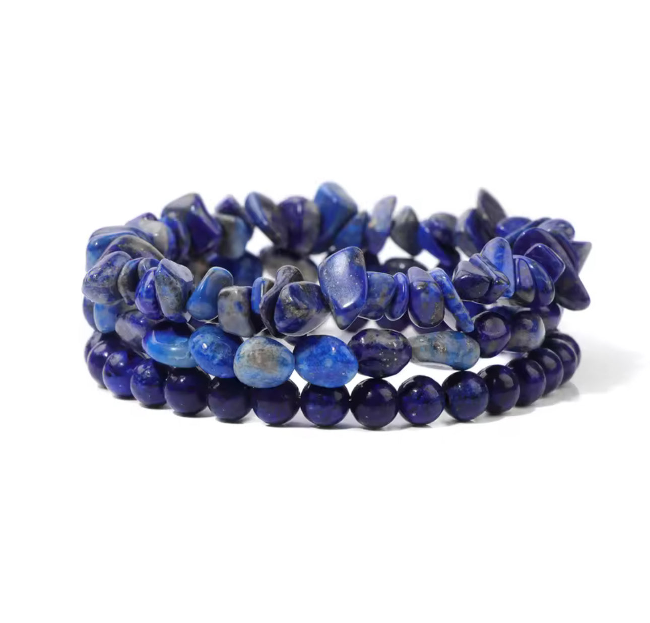 Bracelet Trio "Nuit Majestueuse" en Lapis Lazuli (Multi-Textures)