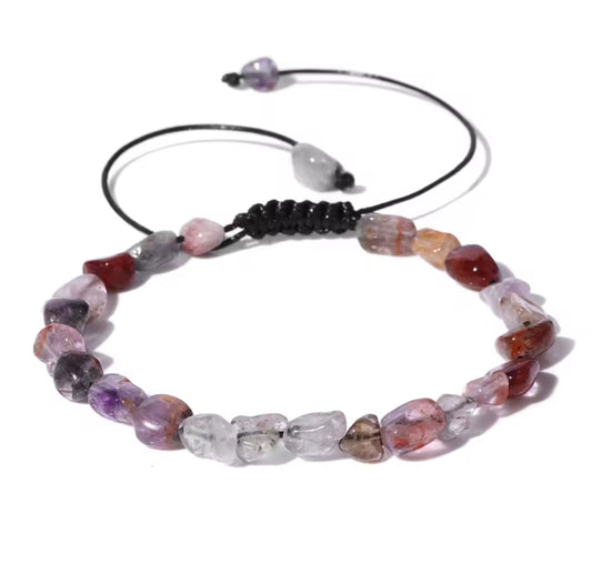 Bracelet "Synergie Vibratoire" Cacoxénite (Pierres Roulées Ajustables)