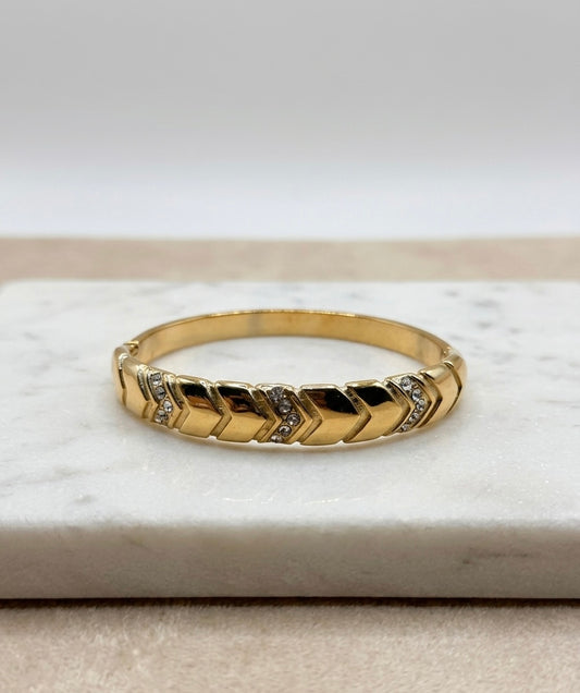 Bracelet Jonc "Sillage" – Chevrons Graphiques & Cristaux