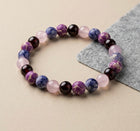 Bracelet "Charme Envoûtant" en Quartz Rose, Grenat et Jaspe Impérial