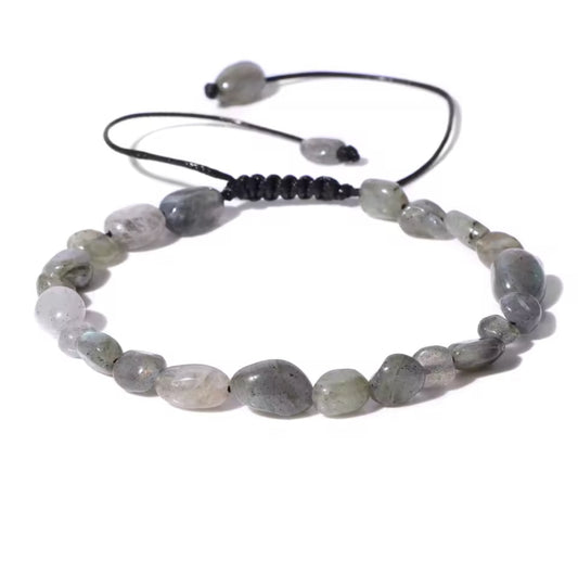 Bracelet "Reflets Boréaux" en Labradorite (Pierres Roulées Ajustables)