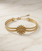 Gourmette "Dahlia d’Or" – Double Maille Serpent & Fleur de Printemps