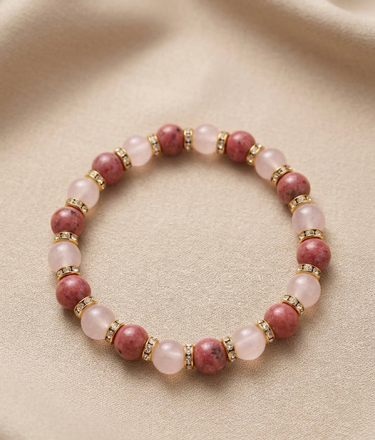 Bracelet "Éclat Romantique" en Quartz Rose et Rhodonite