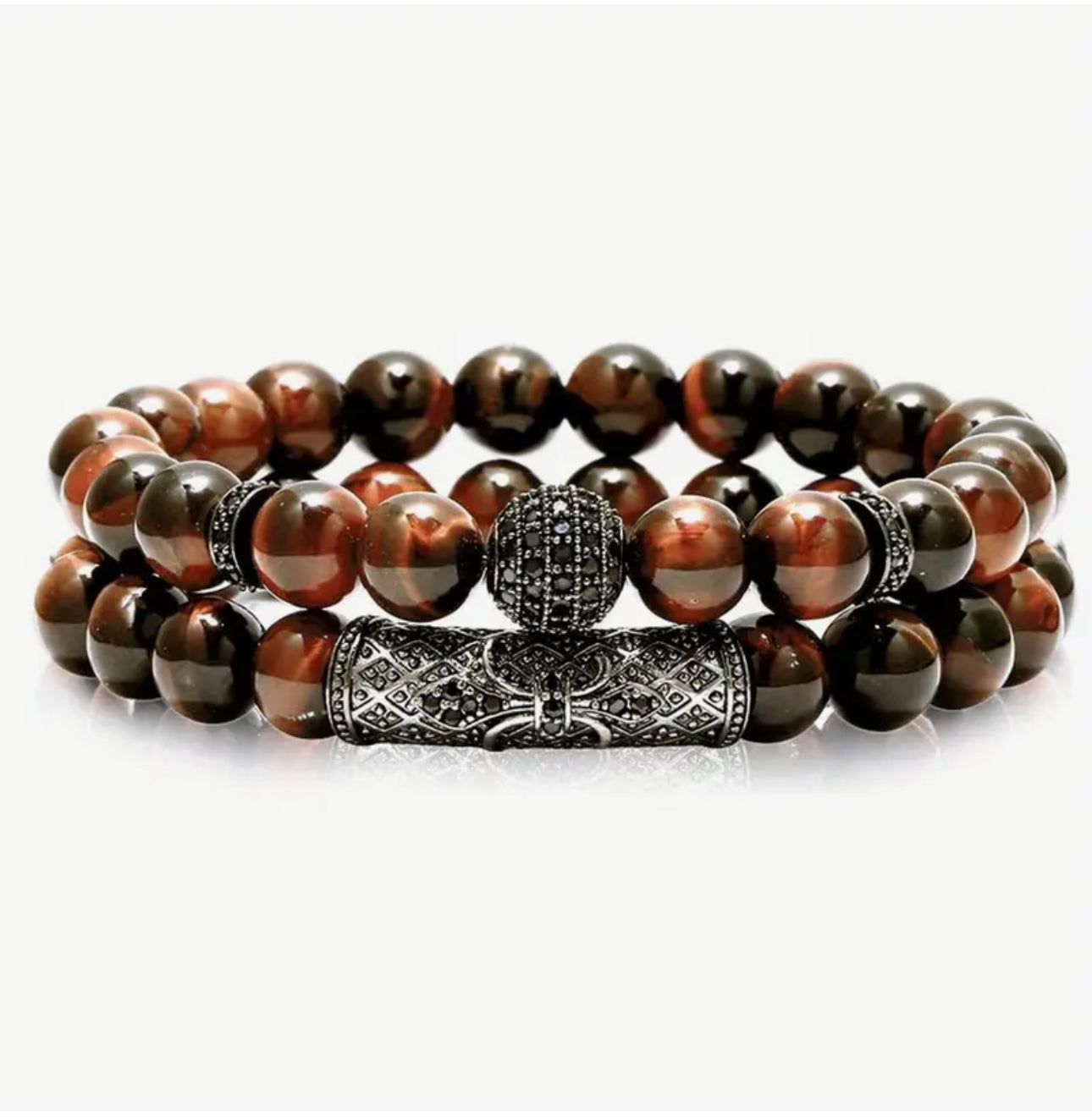 Bracelet Double "Puissance & Audace" en Œil de Taureau