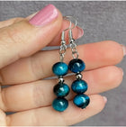 Boucles d'oreilles "Vision Céleste" en Œil de Faucon (Œil de Tigre Bleu)