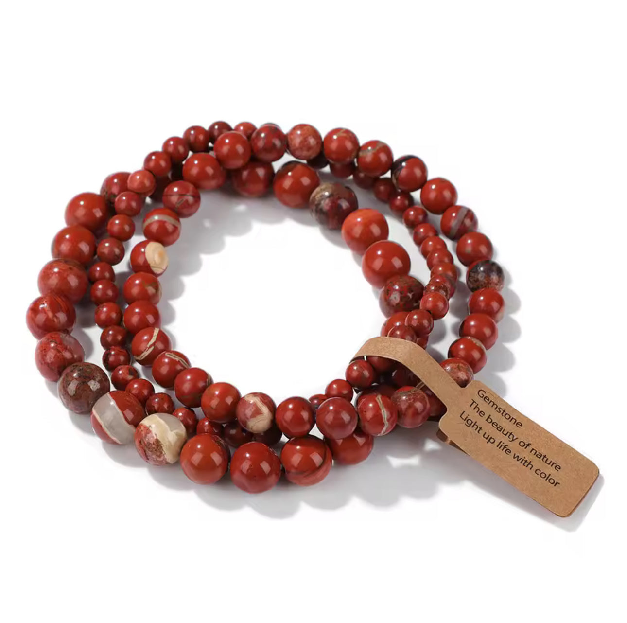 Set de 3 Bracelets "Terre & Vitalité" en Jaspe Rouge