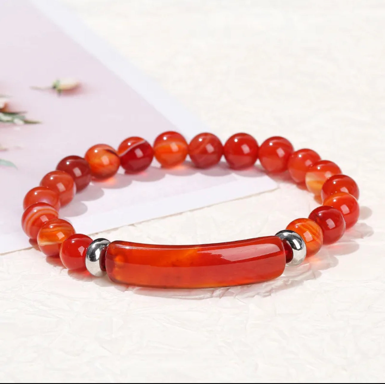 Bracelet "Flamme de Vie" en Cornaline Naturelle