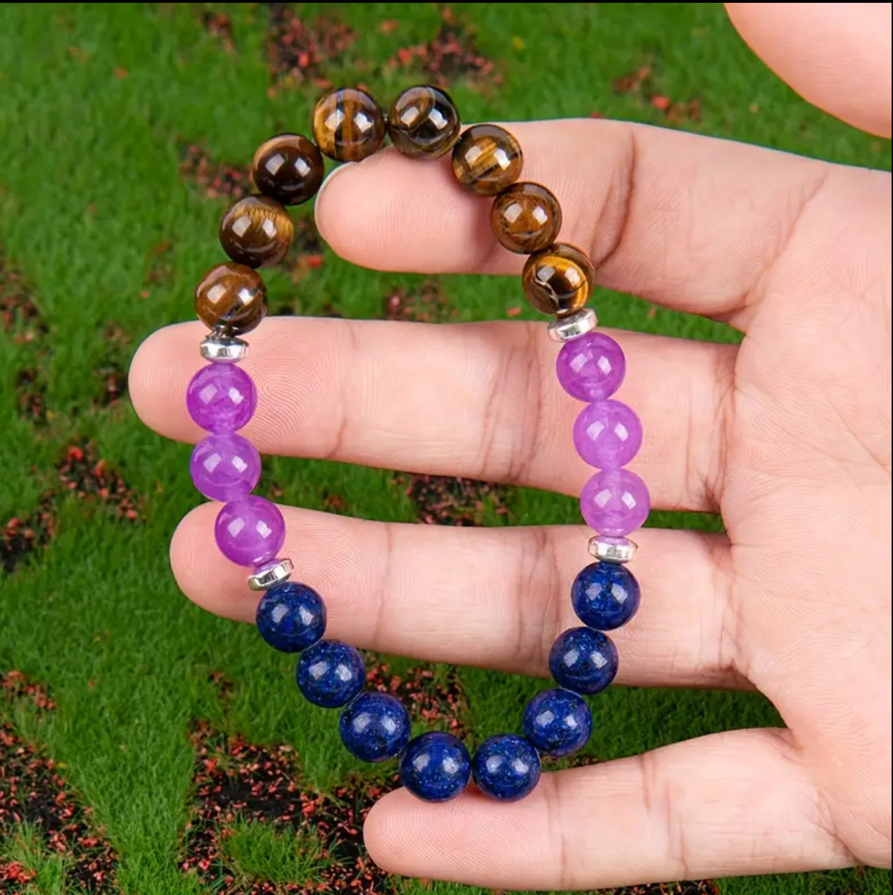 Bracelet en Lapis-Lazuli, Améthyste et Œil de Tigre – Sagesse, Sérénité et Protection