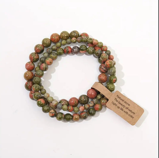 Set de 3 Bracelets "Équilibre & Vision" en Unakite
