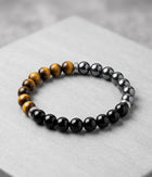 Bracelet "Triple Protection" en Œil de Tigre, Hématite et Onyx Noir