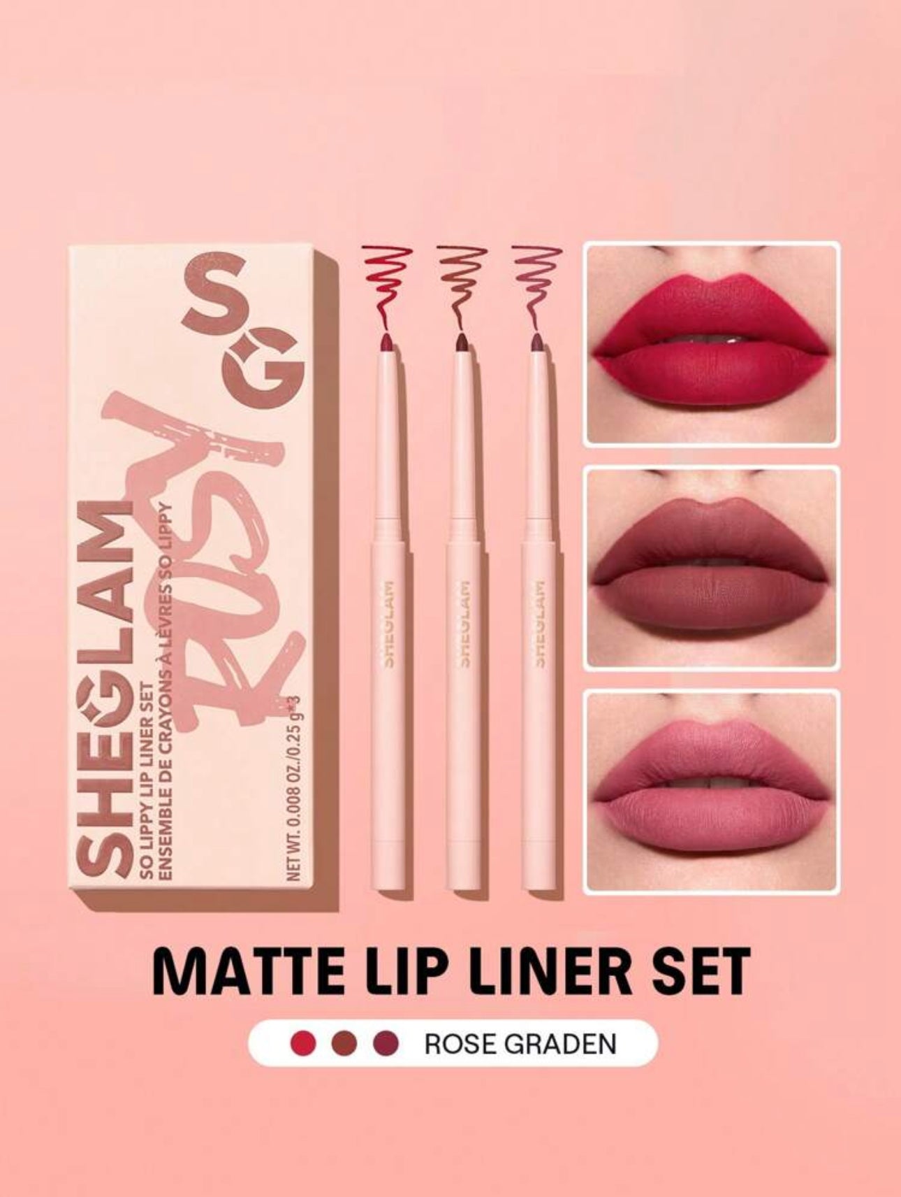 SHEGLAM Ensemble de 3 Crayons à Lèvres "So Lippy" - Lip Liner Set (3 x 0.25 g)
