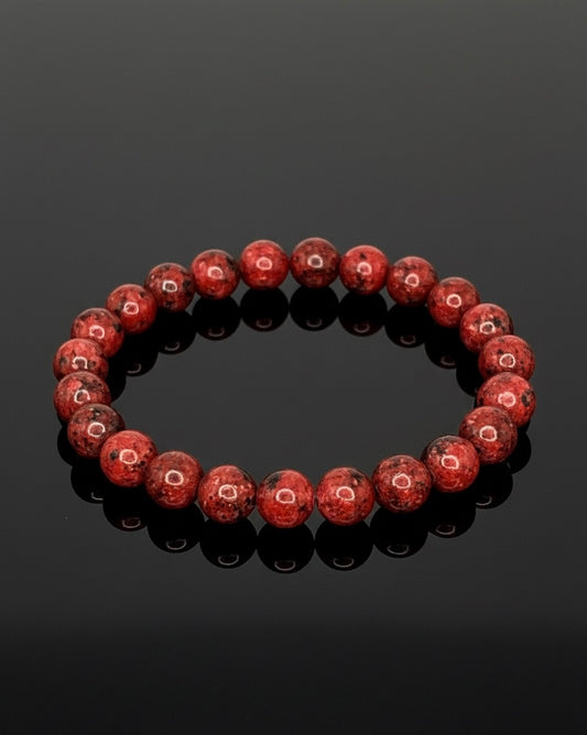 Bracelet "Énergie Vitale" en Jaspe Sésame Rouge