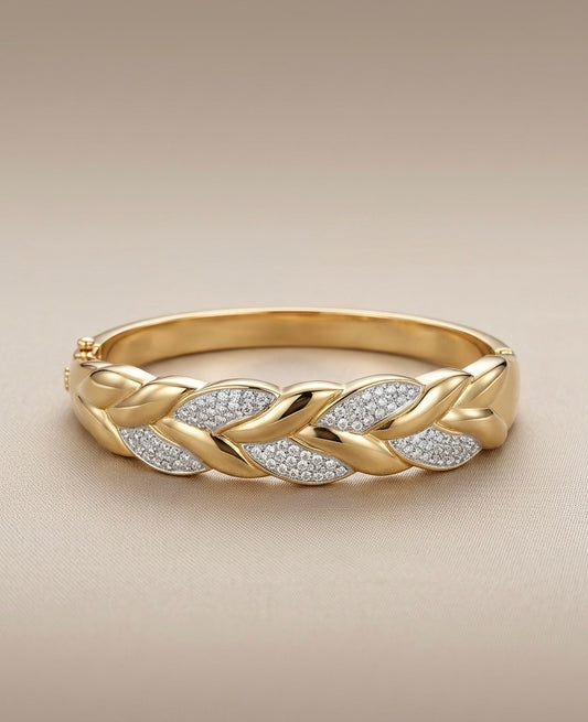 Bracelet Jonc "Tresse d'Orient" – Acier Inoxydable 316L & Éclat Cristallin