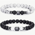 Duo de Bracelets "Yin & Yang" en Howlite, Onyx Mat et Pierre de Lave