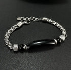 Bracelet Homme "Force Discrète" en Acier et Onyx Noir