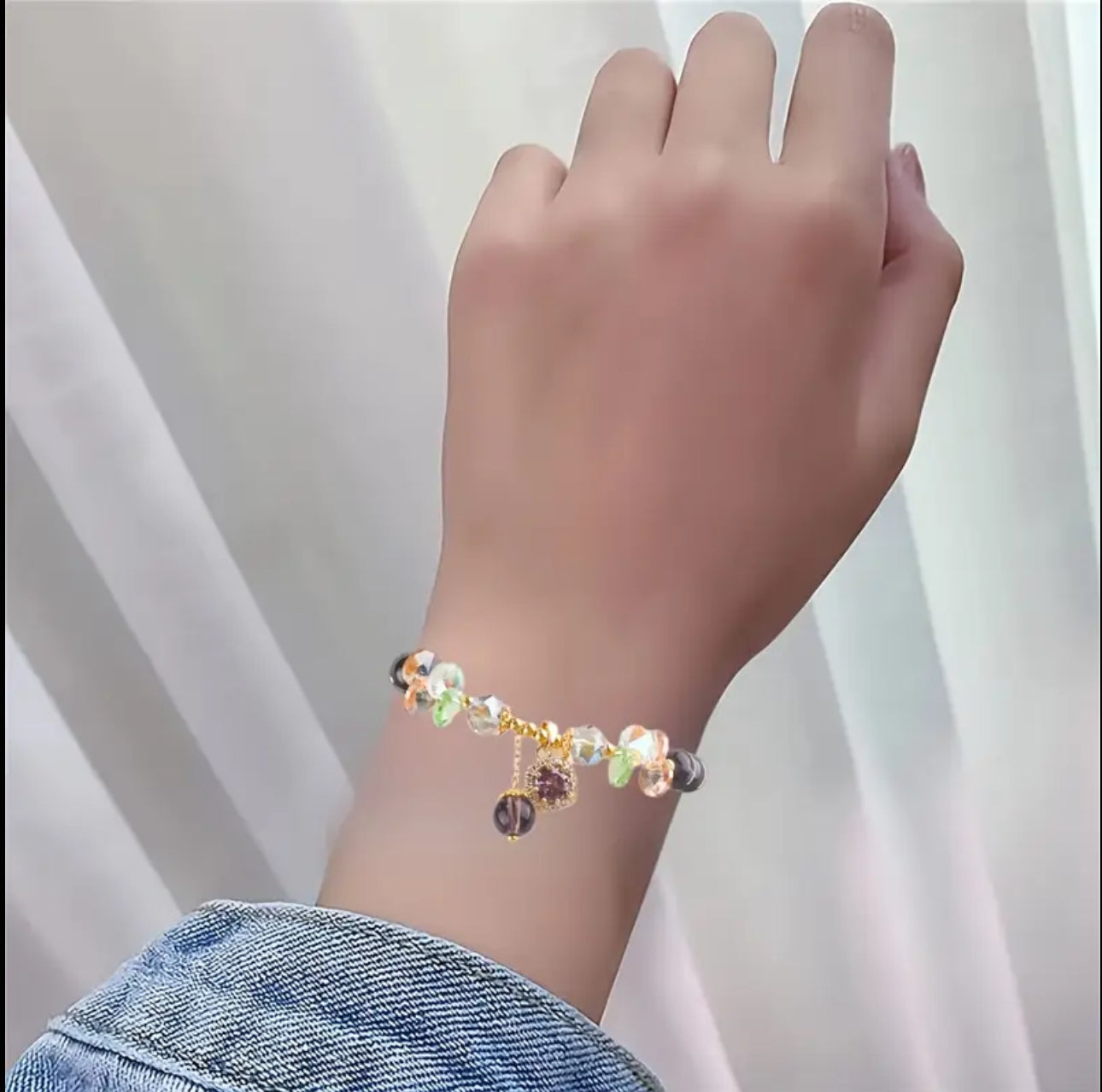 Bracelet en Améthyste et Cristaux – Élégance et Énergie Spirituelle
