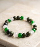 Bracelet "Éclat Végétal" en Agate Verte, Jaspe Vert et Quartz Dépoli