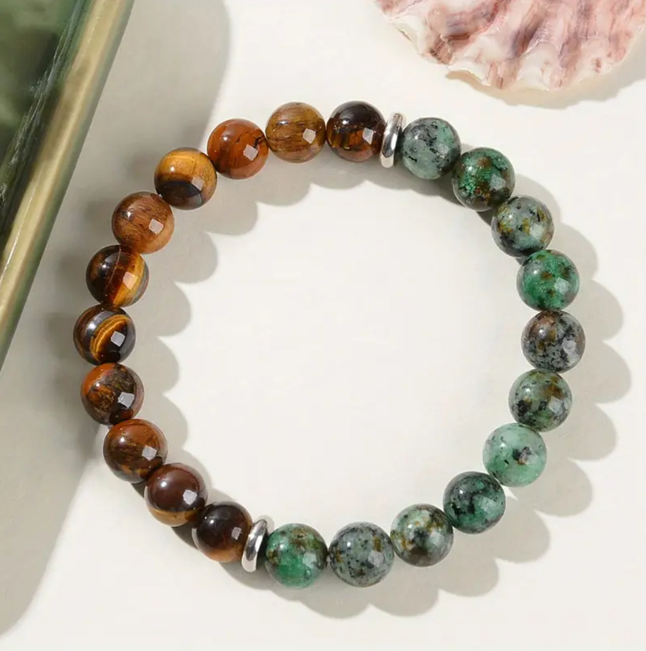 Bracelet en Œil de Tigre et Jade – Stabilité et Protection