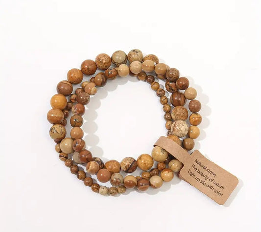 Set de 3 Bracelets "Paysages de la Terre" en Jaspe Paysage