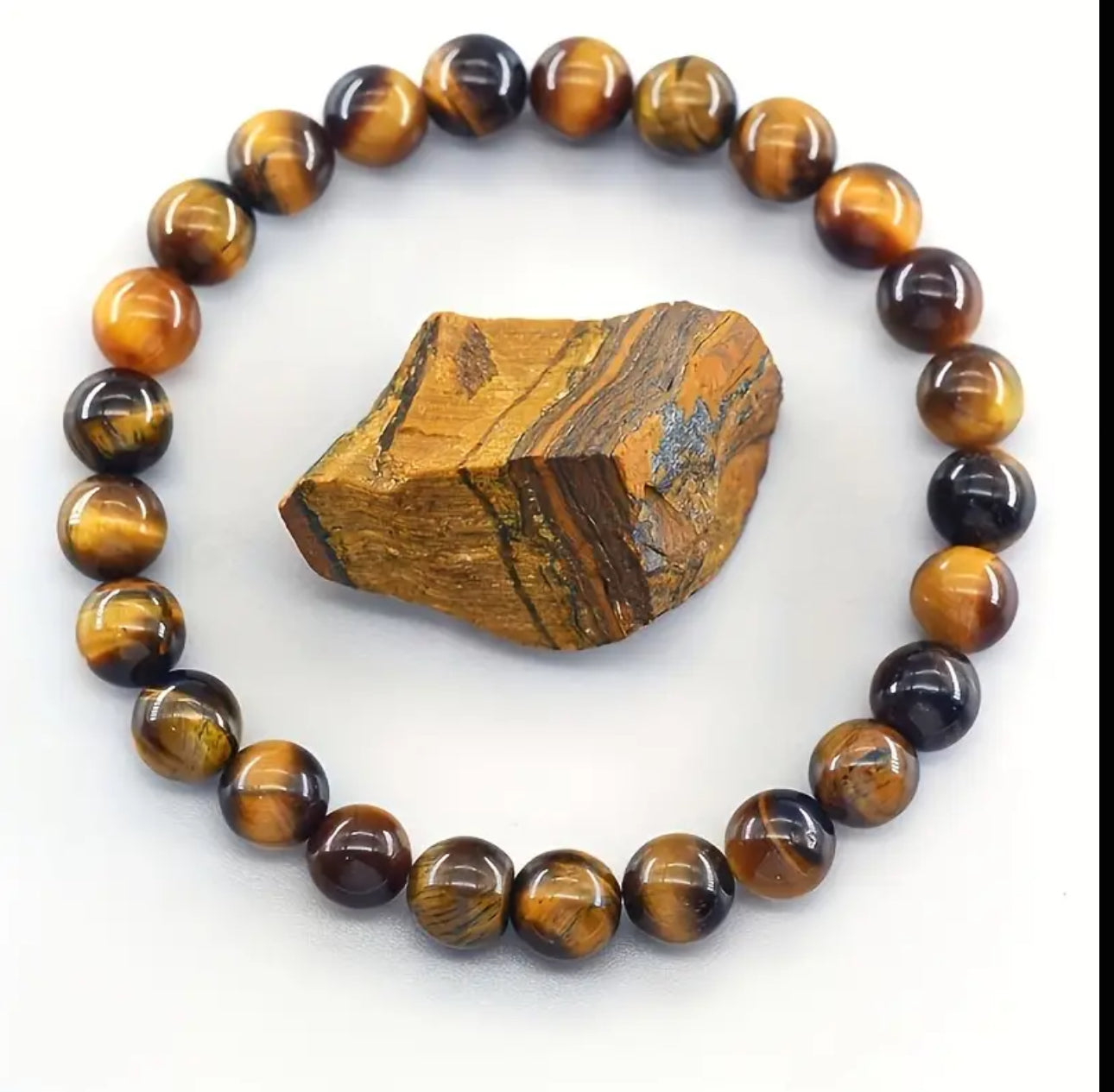 Bracelet en Œil de Tigre avec perles d’Onyx – Confiance & Protection