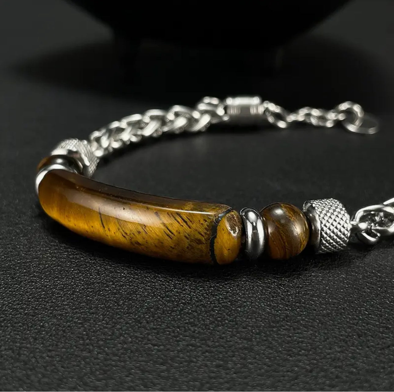 Bracelet Homme "Force & Caractère" en Acier et Œil de Tigre