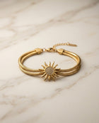 Gourmette "Zénith Doré" – Double Maille Serpent & Soleil de Cristaux