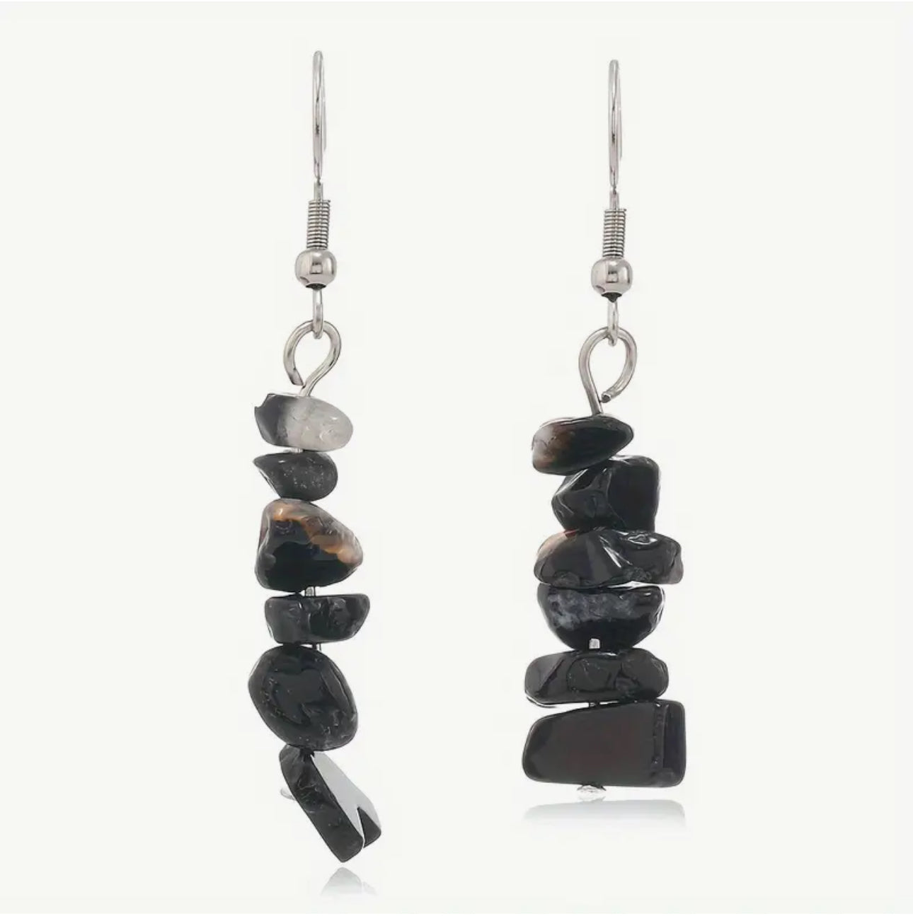 Boucles d'oreilles "Ancrage & Protection" en Agate Noire